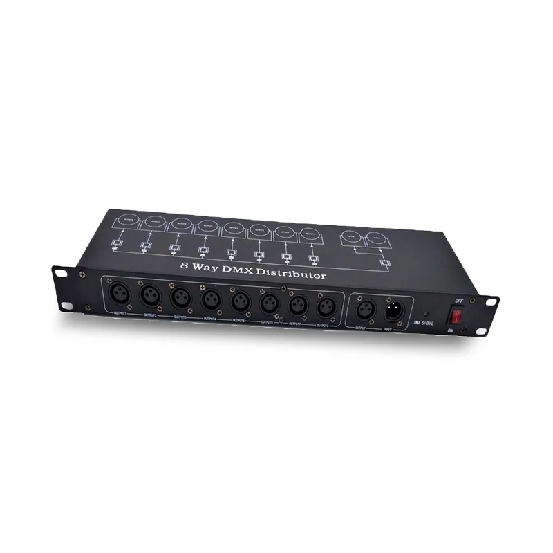 Schneller Versand Beste Qualität 8CH DMX Splitter DMX512 Licht Bühnenlichter Signalverstärker Splitter 8-Wege-DMX-Verteiler Image