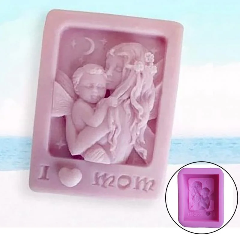 Mutter hält Baby Liebe Mama Handwerk Silikon Seife Form Handwerk DIY Formen Kuchen Backform Muttertagsgeschenk Image