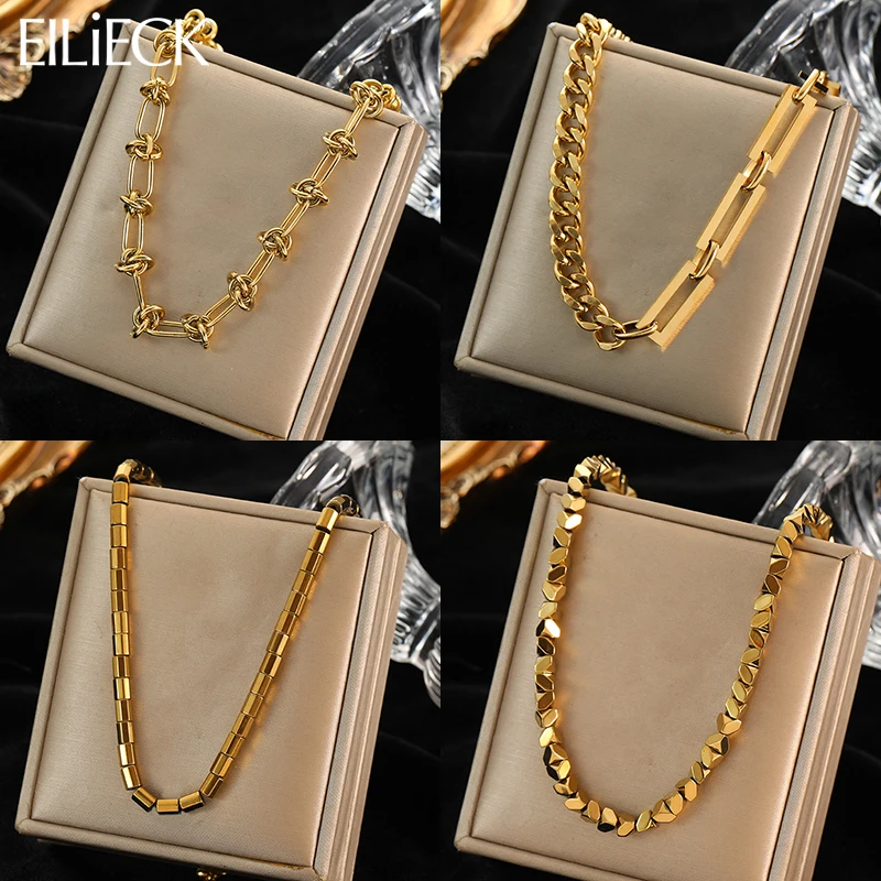 Eilieck 316l Edelstahl Gold Farbe dicke Kette Halskette Halskette für Frauen Punk Hip-Hop Mode Link Schmuck Party Geschenke