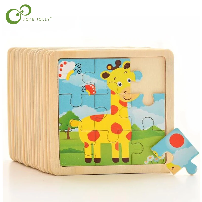 4 Pz/lotto 3D Puzzle di Legno per I Bambini Giocattoli Per Bambini Animale Del Fumetto/Traffico Puzzle Per Bambini Puzzle Educativi All'ingrosso GYH