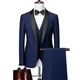 Herren Revers Schwarz Kragen 3 Stück Anzug Set Mantel Weste Hose/Business Groomsmen Bräutigam