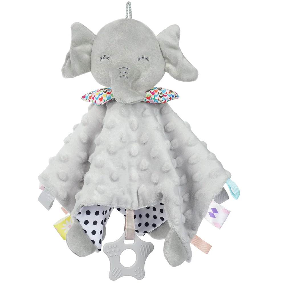 Baby-Sicherheitsdecke, Elefant mit Anhängern, Beißring, Rasseln, mobile weiche Decke, Kuscheltier, Stofftier für Babys, Neugeborene, Geschenk Image