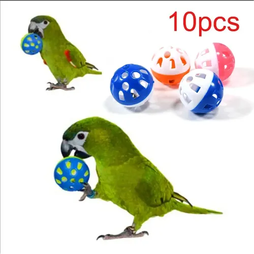10 stücke Haustier Papagei Spielzeug bunte hohle rollende Glocke Ball Vogel Spielzeug Sittich