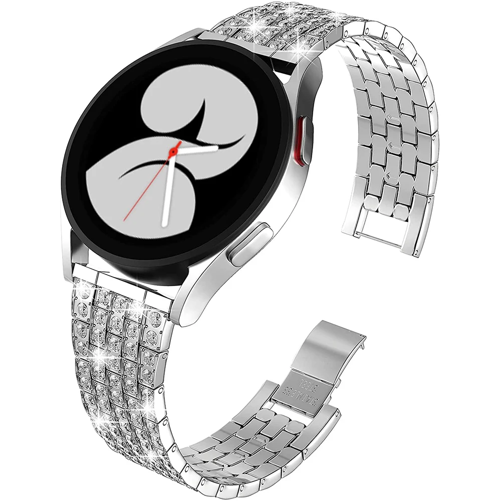 Metall Link Armband für Samsung Galaxy Watch4 5 6 7 40/44mm klassischen Diamant 20mm 22mm Riemen Huawei GT3 Amazfit GTS 3 4 Mini Band Image