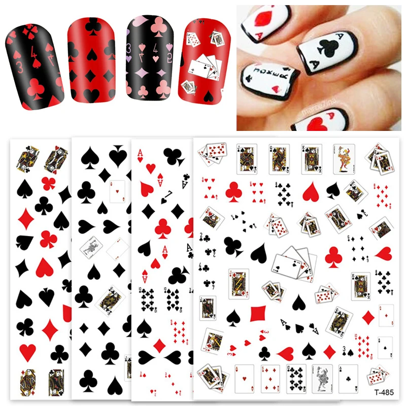 Nagelaufkleber im Poker-Karten-Design mit selbstklebender Rückseite, Nagelaufkleber für die Nagelkunst-Dekoration Image