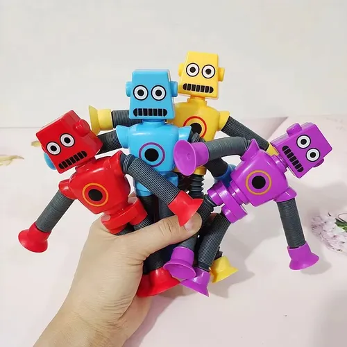 Kinder Saugnapf Spielzeug Pop Röhren Stress abbau Teleskop Roboter Spielzeug sensorische Balg