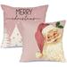 Santa Claus Christmas Tree Pillow Covers Set of 2,Merry Christmas