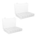 2 Pcs Clear Beads Plastic Organizers 36 Grid Storage Box Transparent Jewelry Small Container Decoration Containers