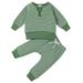 Meuva Kids Baby Boys Girls Striped Patchwork Long Sleeve Blouse Tops Cotton Elastic Waist Swear Suit Boy Easter Outfit Jacket Pant Set Baby Boy 3 Piece Baby Boy Baby Boy Christmas Outfit