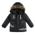 Felwors Coat For Kids Children Winter Boy Jacket Coat Hooded Coat Fashion Kids Warm Clothes Jacket Boys Coat&jacket Black