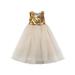 Thaisu Kids Girls Sequins Sleeveless A-line Tulle Formal Skirt Prom Ball Gown Wedding Party Dress
