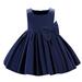 PRINxy Kids Girls Dress Toddler Girls Satin Embroidery Rhinestone Bowknot Birthday Party Gown Long Dresses Navy 12-18Months