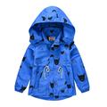 Wefuesd Toddler Kids Boys Casual Zip Up Cartoon Prints Jacket Coat Long Sleeve Hooded Thicken Outerwear Windbreaker Baby Boy Clothes Baby Clothes Blue 140