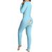 Shldybc Women s Sexy Butt Button Back Flap Jumpsuit V Neck Long Sleeve Romper Bodycon Pajamas Onesie Sexy Bodycon Bodysuit Long Sleeve Jumpsuit Rompers Overall - Fall/Winter Clearance