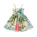 Fimkaul Girls Dresses Child Sleeveless Floral Prints Summer Beach Sun Party Princess Dress Baby Clothes Green