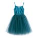 Fimkaul Girls Dresses Tutu Cotton Tutu Tulle Sleeveless Princess Blue Suspenders Solid Color Dress Baby Clothes Blue