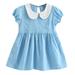 Fimkaul Girls Dresses Princess Clothes Casual Ruffles Ruched Skirt Dress Baby Clothes Light blue