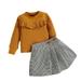 Kids Outfit Sets Girls Autumn and Winter Patchwork Splicing Ruffled Plaid Sweater Umbrella Skirt Kids Outfits