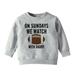 Fimkaul Girls Hoodies Sweatshirts Boy On Sundays We Watch Football With Daddy Mommy Funny Pullover Tops Sweatshirt Baby Clothes Gray