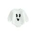 Arvbitana 9M-4T Kids Baby Boys Girls Halloween Fleece Romper/Sweatshirt Long Sleeve Cute Ghost Face Embroidery Bodysuit/Hoodie Newborn Casual Pullover Tops