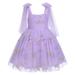 IBTOM CASTLE Princess Floal Lace Tulle Backless Wedding Flower Girl Dress Junior Bridesmaid Pageant Communion Dance Maxi Gown 12-18 Months Purple