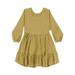 TOWED22 Toddler Little Girls Dress Toddler Kids Baby Girl Dress Long Sleeve Solid Color Casual Dresses Soft and Warm(Gold 18-24 M)