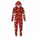 Virmaxy Family Christmas Hooded Jumpsuit Pajamas Outfits Men Cute Santa Printed Bodysuit Long Sleeve Zipper Elastic Cuffs Romper Xmas Hooded PJ s Loungewear Red XS