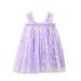 Fimkaul Girls Dresses Daisy Floral Summer Sleeveless Beach Tutu Casual Layered Tulle Princess Birthday Party Beach 1-6Y Dress Baby Clothes Purple