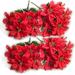 Namzi Artificial Poinsettia Bushes 4 Pack 7 Heads Silk Fabric Christmas Red Poinsettia Bushes Artificial Poinsettia Bouquet Fake Poinsettias Flowers for Xmas 35cm/13.8in