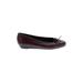 Tic-Tac-Toes Flats: Ballet Wedge Classic Burgundy Solid Shoes - Women's Size 34 - Round Toe