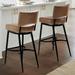 Kellan Low Back Bar & Counter Stool - Counter Height (24" Seat), Black Metal/Marbled Chestnut/Counter Height - Grandin Road