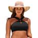 Plus Size Women's High Neck Halter Bikini Top by Swimsuits For All in Black (Size 6)