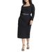 Plus Size Women's Shaped Neckline Ponte Dress by ELOQUII in Black Onyx (Size 22)