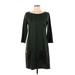 Sunny Leigh Casual Dress - Shift Scoop Neck 3/4 sleeves: Green Print Dresses - Women's Size Large