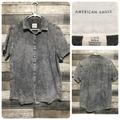 American Eagle Outfitters Shirts | American Eagle Short Sleeve Denim Shirt Men’s L Gray Button Up Cotton Casual | Color: Gray | Size: L