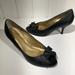 J. Crew Shoes | J. Crew Black Leather Peep Toe Heels With Bows 9.5 | Color: Black | Size: 9.5