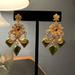 Anthropologie Jewelry | Anthropologie Floral Chandelier Earrings | Color: Green/White | Size: Os