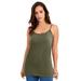 Plus Size Women's Stretch Cotton Cami by Jessica London in Dark Olive Green (Size 12) Straps