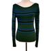 Free People Sweaters | Free People Womens Green Blue Black Fern Striped Boat Neck Cropped Sweater M | Color: Blue/Green | Size: M