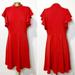 Anthropologie Dresses | Anthropologie Maeve Red Deena Flutter Sleeve Fit And Flare Dress Size Medium | Color: Red | Size: M