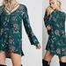 Free People Dresses | Free People | Sz Xs Women's Green Multi Floral Long Sleeve Heartbeat Tunic Dress | Color: Green/Pink | Size: Xs