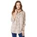 Plus Size Women's Long-Sleeve Kate Big Shirt by Roaman's in Brown Sugar Layered Animal (Size 38 W) Button Down Shirt Blouse