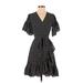 Max Studio Casual Dress - Wrap: Black Print Dresses - Women's Size Small