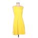 Ann Taylor Casual Dress - A-Line Crew Neck Sleeveless: Yellow Solid Dresses - Women's Size 4
