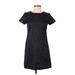 Xhilaration Casual Dress - Shift Crew Neck Short sleeves: Black Print Dresses - Women's Size Small