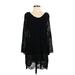 Astr Casual Dress - Shift Scoop Neck Long sleeves: Black Print Dresses - Women's Size X-Small