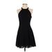 Express Casual Dress - A-Line High Neck Sleeveless: Black Solid Dresses - Women's Size 4