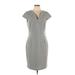 Calvin Klein Casual Dress - Sheath Scoop Neck Short sleeves: Gray Print Dresses - Women's Size 10