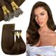 RUNATURE Brown Nano Hair Extensions Human Hair Nano Ring Hair Extensions Remy Brown Nano Human Hair Extensions 18 Inch 50 Gram