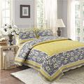 Quilted Bedspread Bed Throw Double Size Embroidered Plain Soft And Comfortable Coverlets, Reversible Bed Cover With 2 Pillowcases,Beige,230 * 250cm,Yellow-230 * 250cm